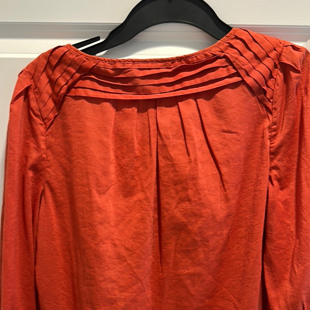 Anthropologie Rust Ruffle Blouse - Picture 3 of 5